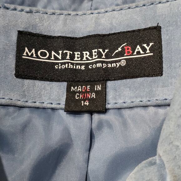 Vintage Monterey Bay Clothing Company Denim Blue Genuine Leather Jacket Size 14 - Picture 9 of 13